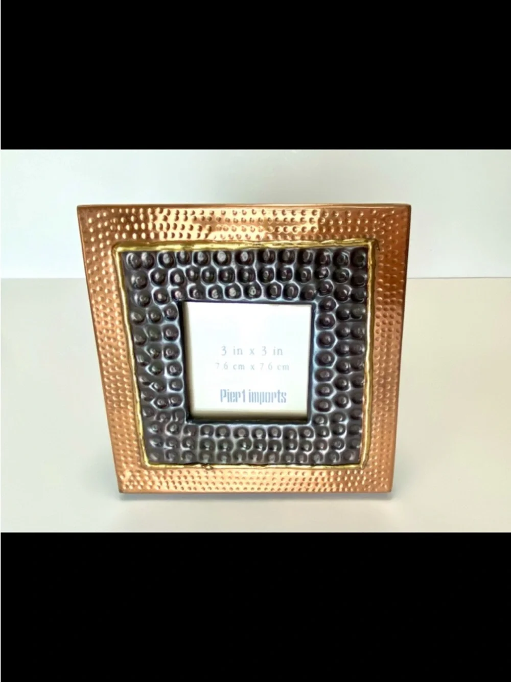 Decorative PIER 1 Hammered Copper, Bronze & Gold 3X3 Square Picture Frame